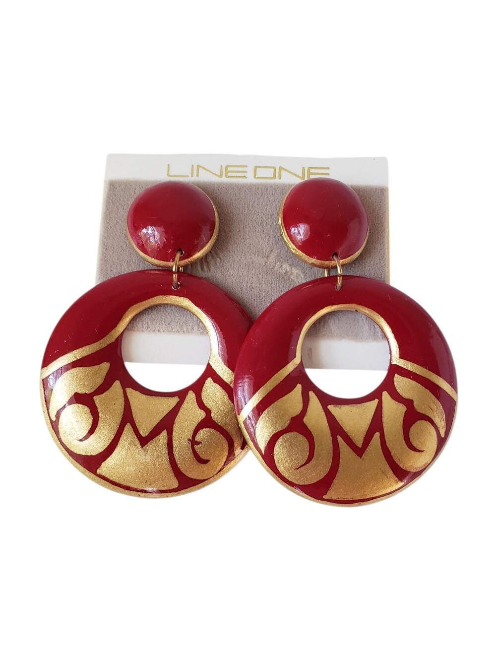 Vintage Line One Red Gold Round Earrings